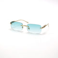 High Quality Rectangular Retro Square Frameless Sun Glasses Vintage 90s Custom logo Unisex Small Rectangle Rimless Sunglasses