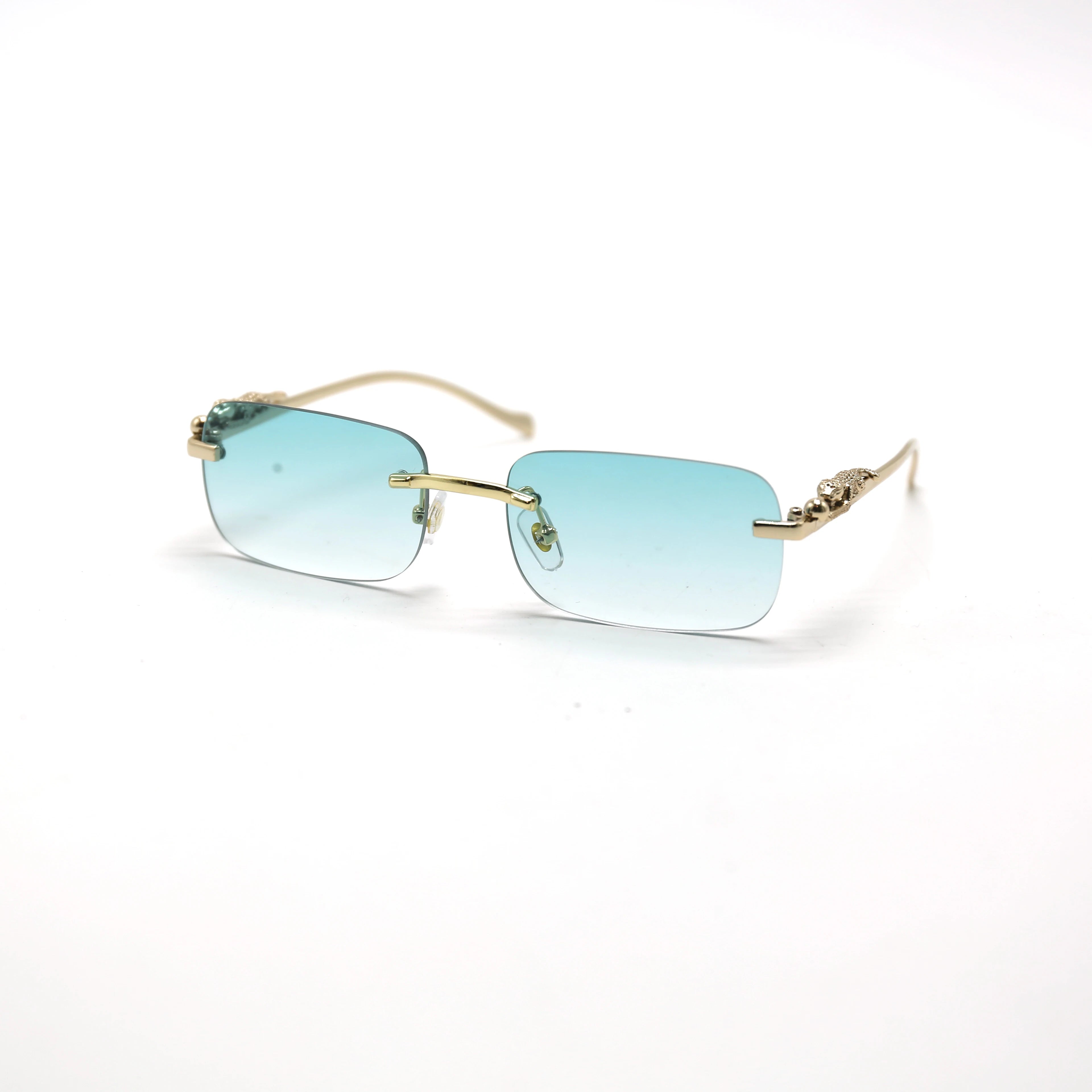 High Quality Rectangular Retro Square Frameless Sun Glasses Vintage 90s Custom logo Unisex Small Rectangle Rimless Sunglasses