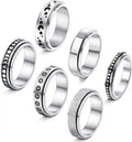 Classic Outer Engraved Cute Pattern Anxiety Ring Stainless Steel Spinner Fidget Ring for Women Men