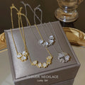 2023 Collection Stainless Steel Inlaid Zircon Collapsibl Necklace Magnetic Heart Shaped Four Leaf Clover Pendant Necklace