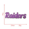 Big Size Iron on Sliver Edge Chenille Raiders Patch for Clothing Bag Decoration