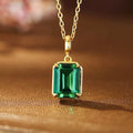 RUYI 18k White Yellow Rose Gold 2ct Lab Emerald Pendant Necklace
