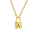 Fashion Fine Gold Pated Letter Pendant Stainless Steel Lock Charm Necklace