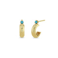 LOZRUNVE Gemstone Turquoise 925 Silver Chunky Dome Wide Hoop Fine Earring Jewelry