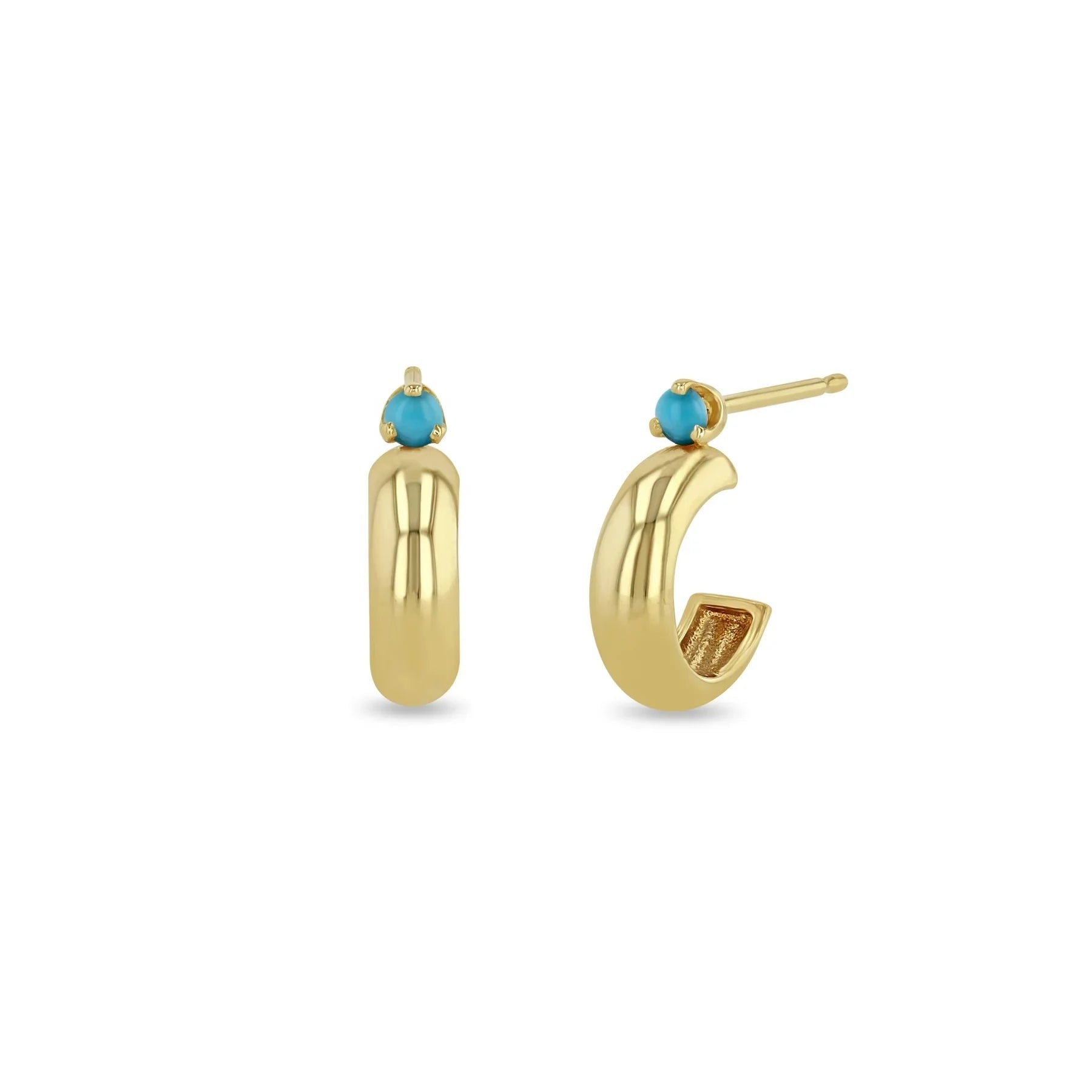 LOZRUNVE Gemstone Turquoise 925 Silver Chunky Dome Wide Hoop Fine Earring Jewelry
