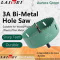 HS0002 Bimetal Hole Saw LAIWEI Aurora Green High-Speed Steel Bit with Drill Shank Finish for Wood and Metal 3-Year Warranty