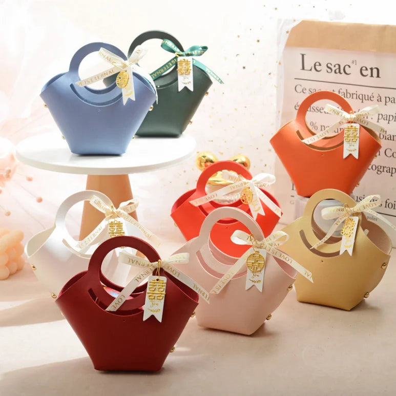 Personalised Distributions Wedding Party Leather Candy Bag Easter Decoration Kids Ramadan Eid Mubarak Candy Gift Packing Box