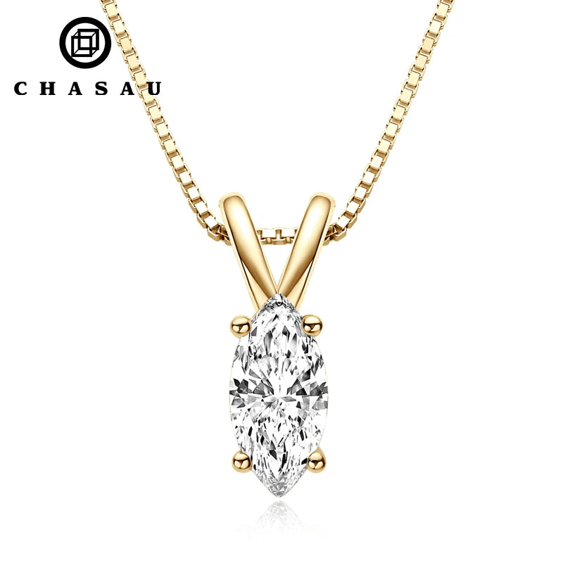 New Arrival 1.0ct Pendant for Women 5x10mm Marquise Cut Solitaire Cubic Zirconia Necklace 925 Silver Jewelry Gift