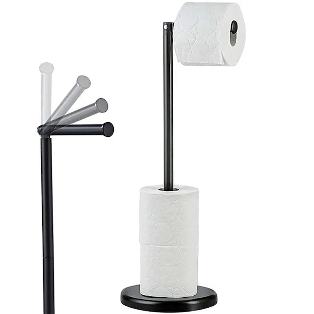 Modern Stainless Steel Free Standing Toilet Paper Holder Stand Folding Design for Bathroom Use