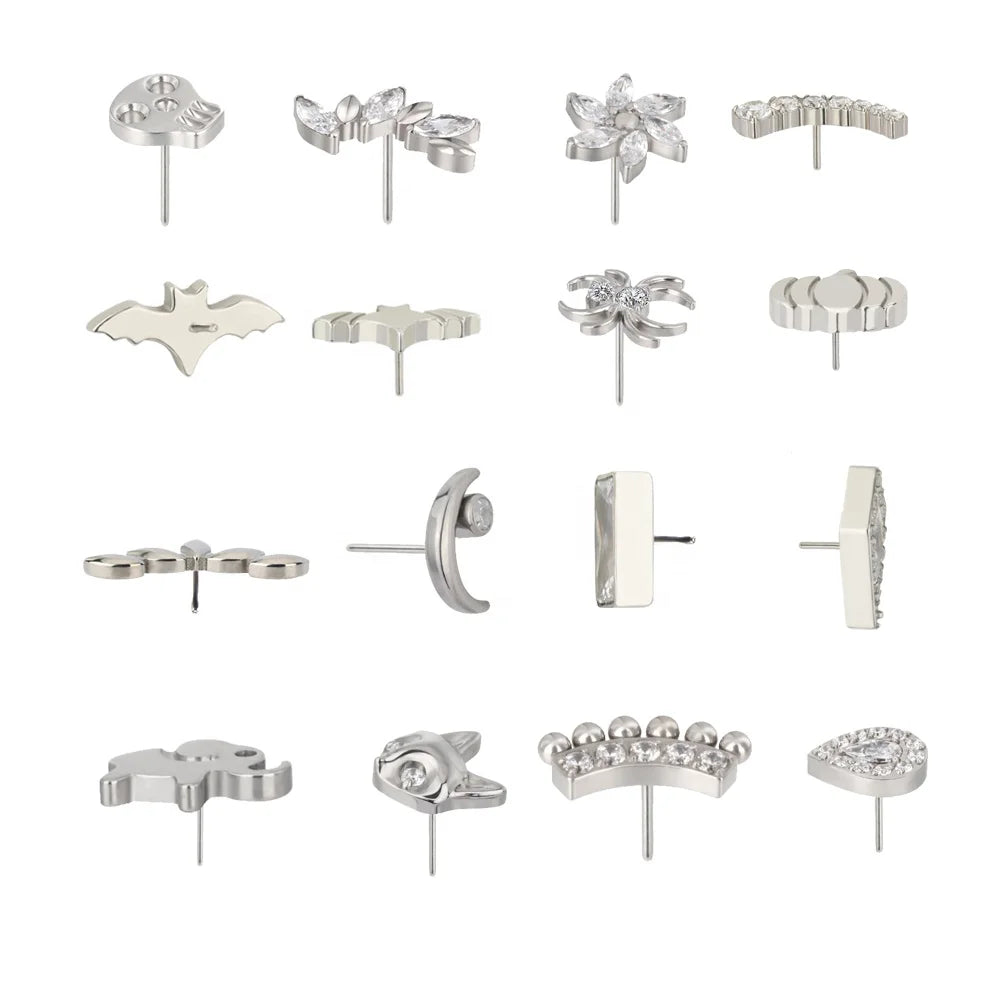 GZN Ready to Ship Piercing Jewelry Titanium Push Pin Labrets Top Threadless Combine Earring  Top