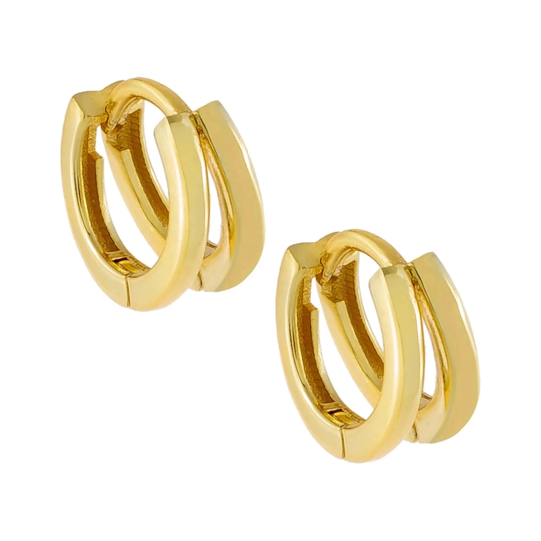 Wholesale Jewelry Gold Vermeil 925 Tiny Double Huggie Hoop Dainty Earring