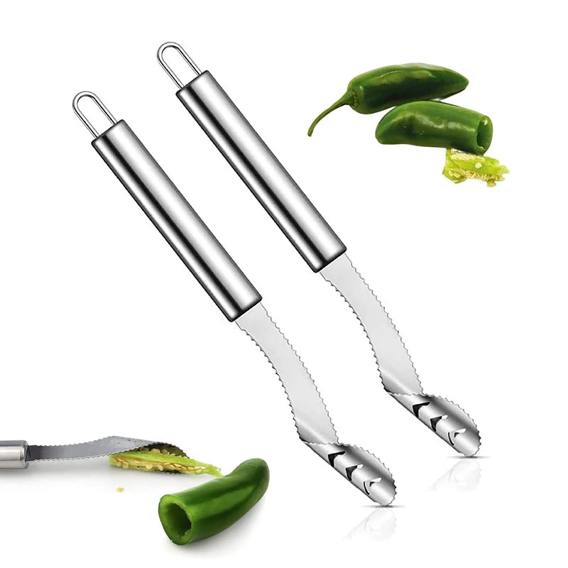 Jalapeno Pepper Corer Cutter Fruit and Vegetables Corer Tool Stainless Steel Pepper Seed Corer Remover for Kitchen