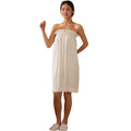 White Womens Bath Body Wrap Towel Lightweight Shower Spa Wrap Robe Adjustable Closure Bath Towel