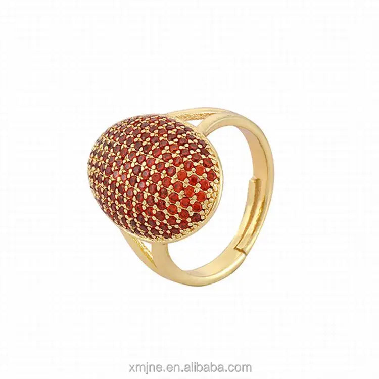 Simple Copper Micro-Inlaid Zircon Gold Wedding Open Ring Female Ins Adjustable Girlfriend Ring