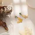 18K Gold-Plated Stainless Steel Fashion Stud Earrings with Turquoise Butterfly Pendant for Daily Wear