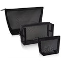 Black Nylon Mesh Makeup Zipper Pouch Toiletry Washing Bags for Travel Accessories