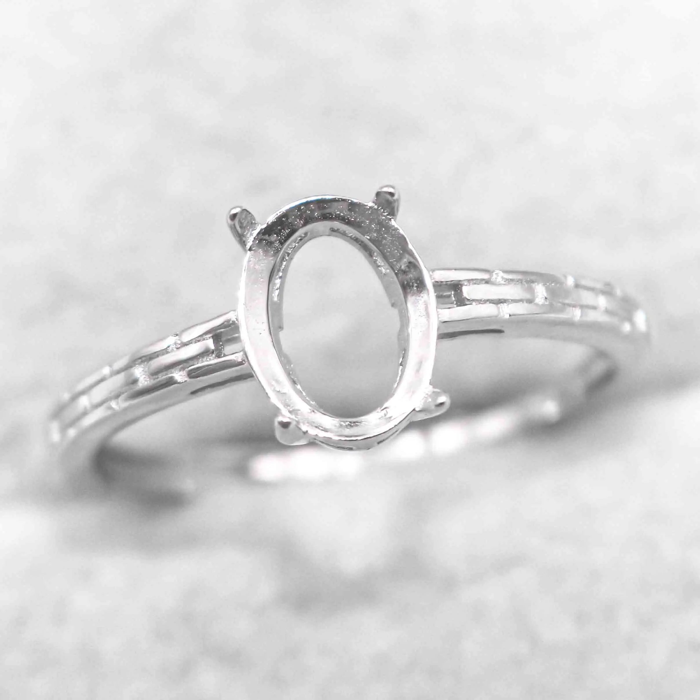 Sterling Silver 6*8/7*9/8*10/9*11/10*12mm Semi Mount Ring Empty Frame Blank S925 Setting Base Without Center Stone for DIY Inlay