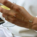 Elegant Round Zircon Layered Finger Chain Three-layer Twin Ring Bracelet Fashion Jewelry Finger Bracelets Ring Hand Chain