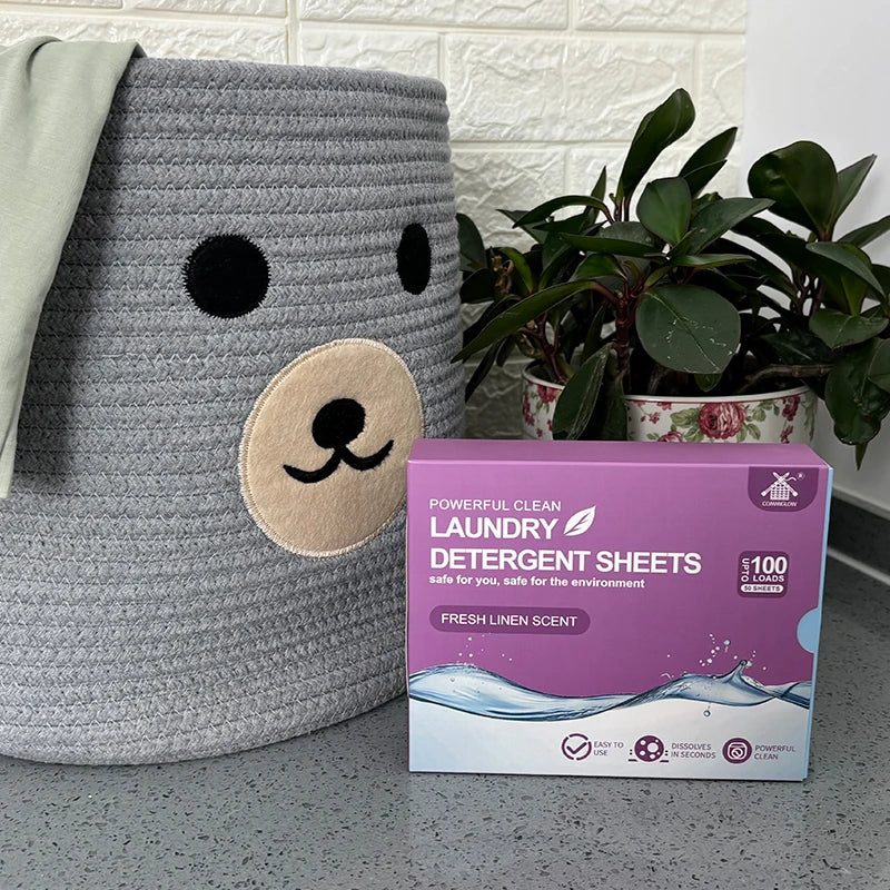 Custom Logo Eco-Friendly Disposable Water Dissolve Sustainable Laundry Strips High Cleaning Power Detergent Sheets Deep Stain