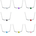 Creative 925 Sterling Silver Niche Design Heart-Shaped Colored Gemstone Collar Necklace