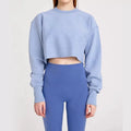 KCOA Wholesale High Quality Plain Womens Crew Neck Pullover Cropped Sweatshirts