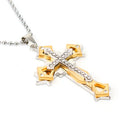 Wholesale Men's Domineering Black Gold Cross Necklace Fashion Inlaid Diamond Multilayer Large Cross Pendant Necklaces for Men