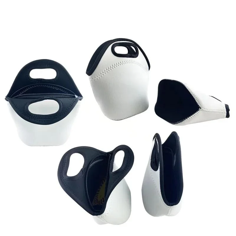 Sublimation Blanks Lunch Tote Bags Insulated Neoprene Picnic Lunch Cooler Bags With Cutlery Pouch