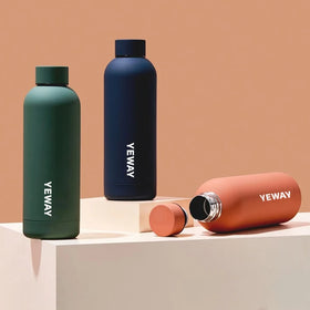 YEWAY Tasse Wasserflasche Rubber Painted Stainless Steel Sport Yoga Bottle Botellas De Agua Stainless Steel Sport Water Bottles