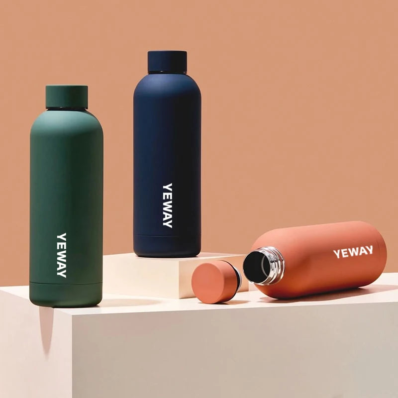 YEWAY Tasse Wasserflasche Rubber Painted Stainless Steel Sport Yoga Bottle Botellas De Agua Stainless Steel Sport Water Bottles