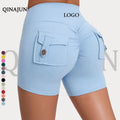 Wholesale Custom High Waisted Tummy Control Workout Yoga Shorts for Women Casual Biker Shorts With Pockets