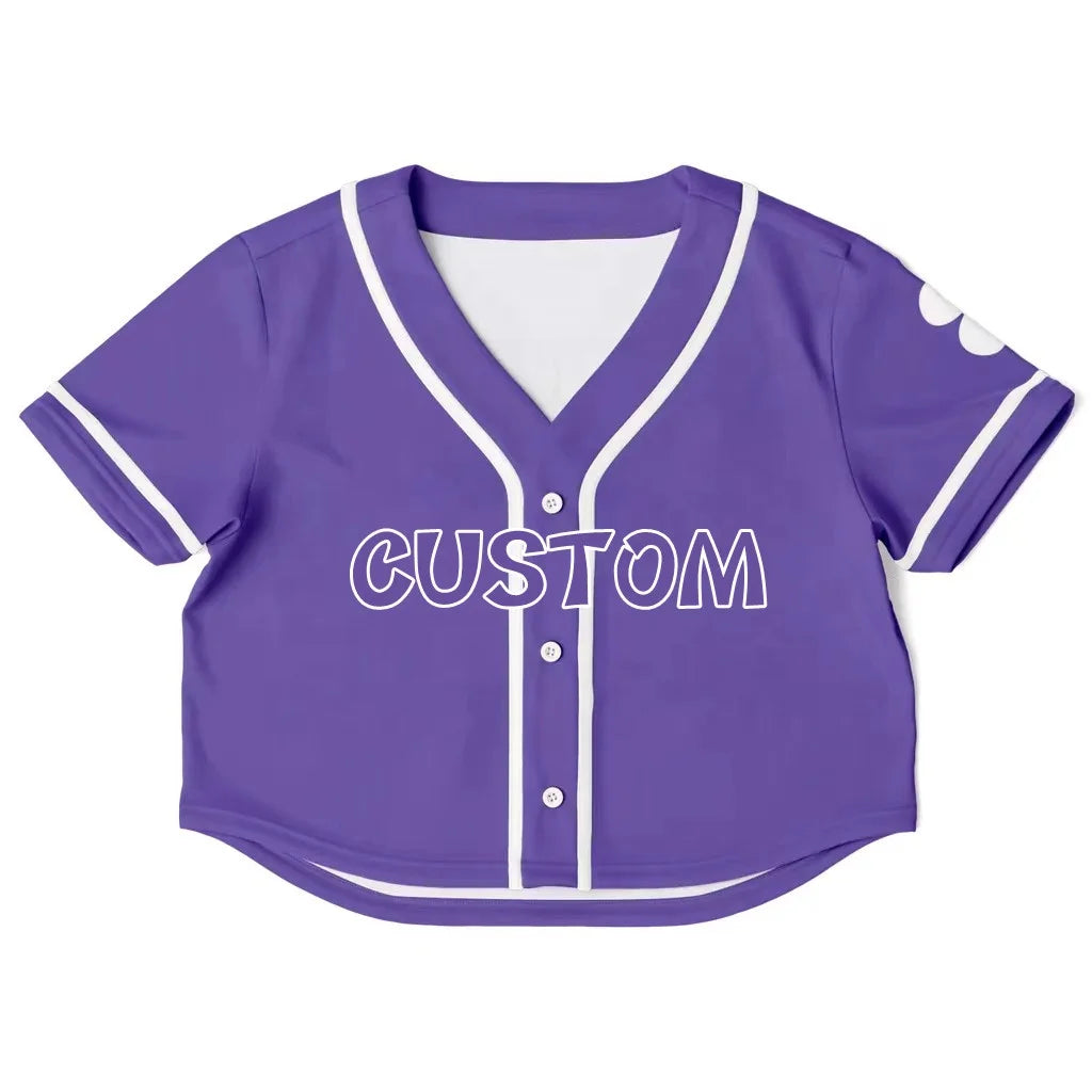 Polyester Sublimated Stitched Embroidery Logo Plus Size Slim Fit Womens V-neck Breathable Crop Baseball Top Sport Jersey