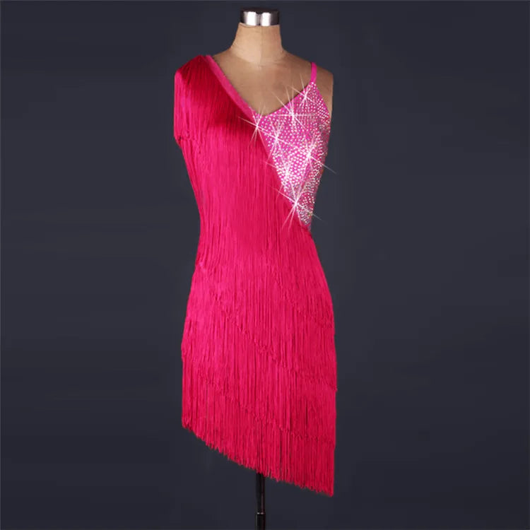 Professional High Quality Sexy Tassel Competition Performance Wear Children Girl Latin Dance Dress