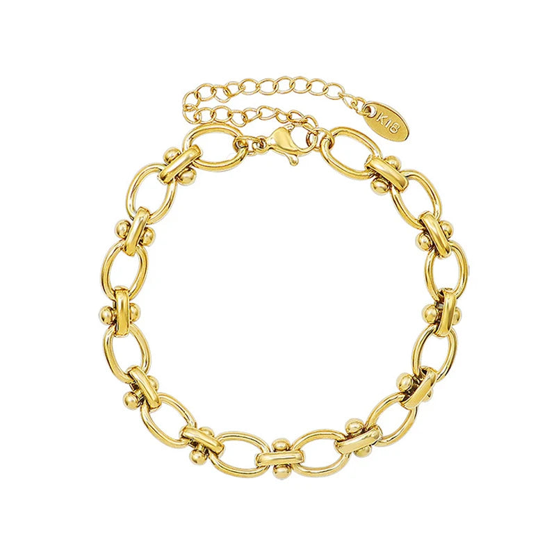 Trendy Ladies 18k Gold Plated Stainless Steel Bracelet Jewelry Women Designer Chain Beach Bracelets