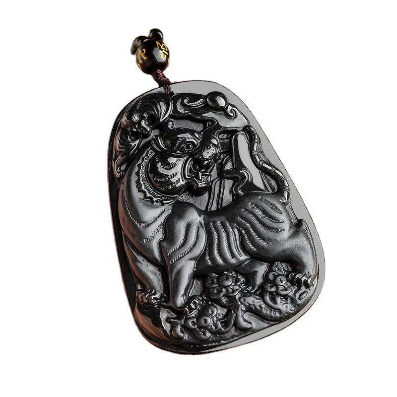 Certified Grade a Natural Jadeite Ink Jade Tiger Brand Tiger Pendant Ink Jade Ice Jade Men and Women Necklace Pendant Jewelry