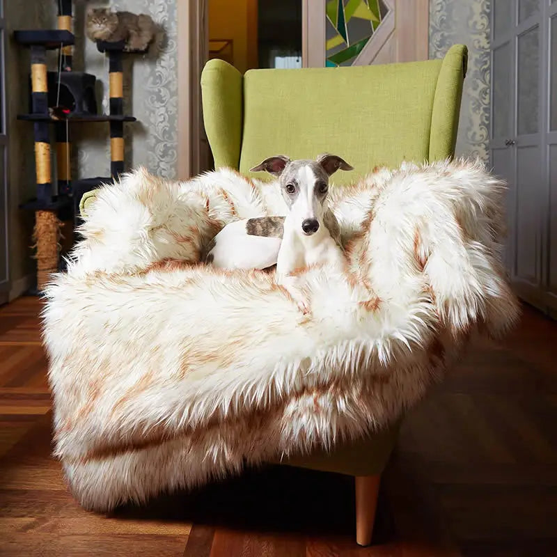 Hot Selling Fashion Pet Kennel Sofa Cushion Machine Washable Faux Fox Fur Waterproof Plush Blanket
