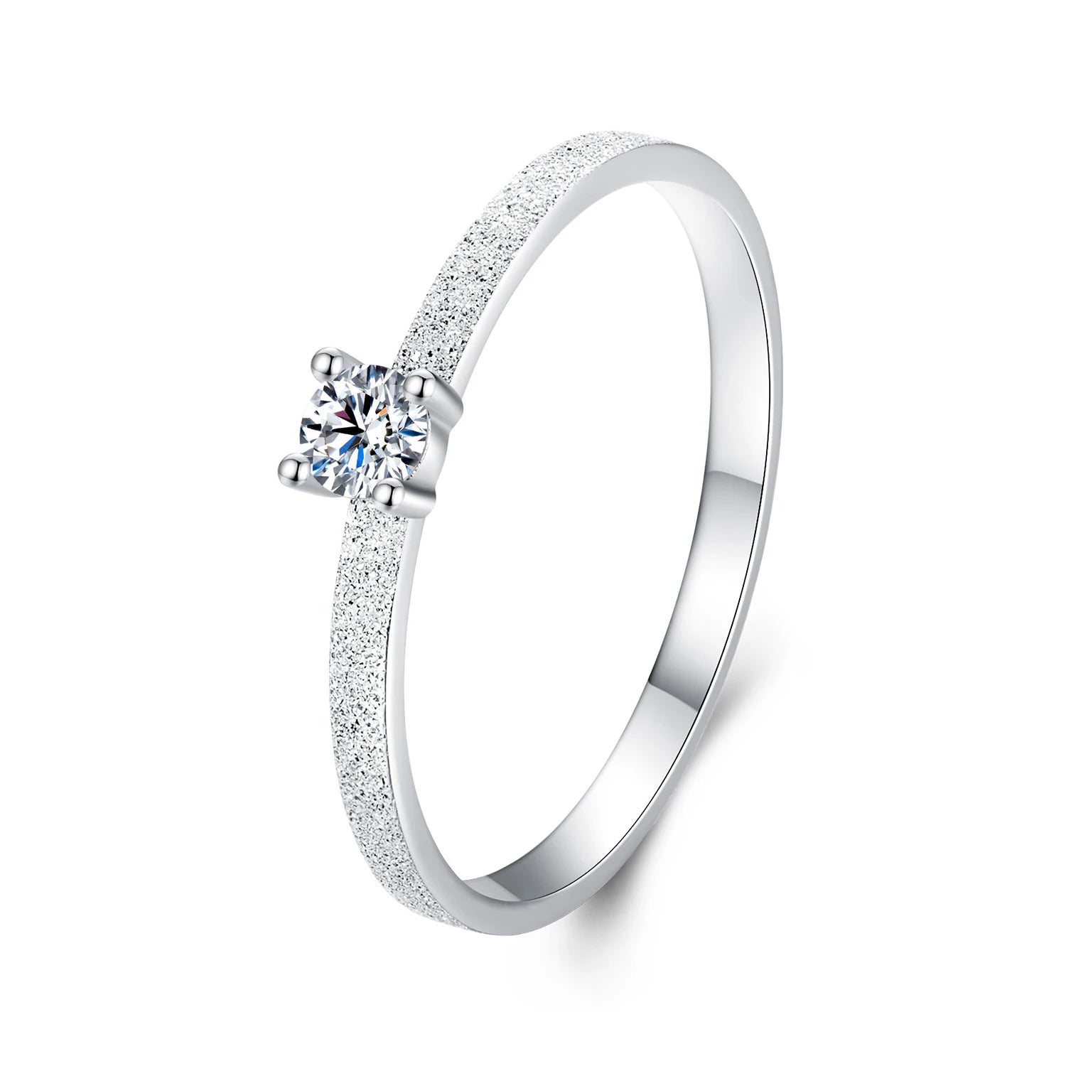 925 Sterling Silver Jewelry Round Cut Moissanite Engagement Ring for Women White Gold Plated Wedding Band Promise Rings