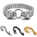 Punk Men's Jewelry Stainless Steel Nordic Viking Wolf Head Bracelet