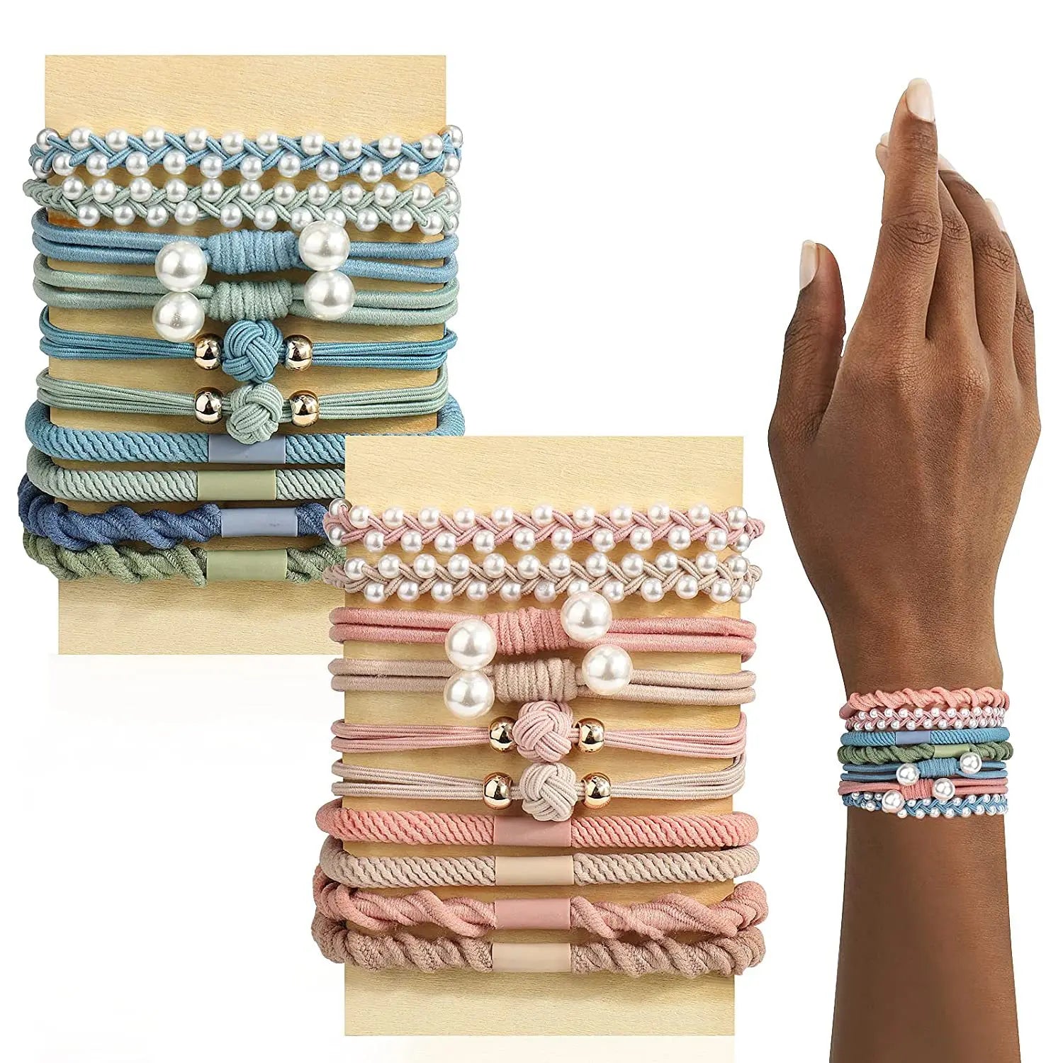New Pearl Braided Headband Hairband Rubber Band Bracelet Women's Boho Hair Accessories Wholesale