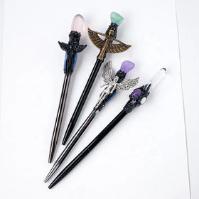 Wholesale Natural Gemstone Amethyst Crystal Tumbled Stones Ballpoint Pen Healing Energy Lucky 16-19cm for Office Student Holiday