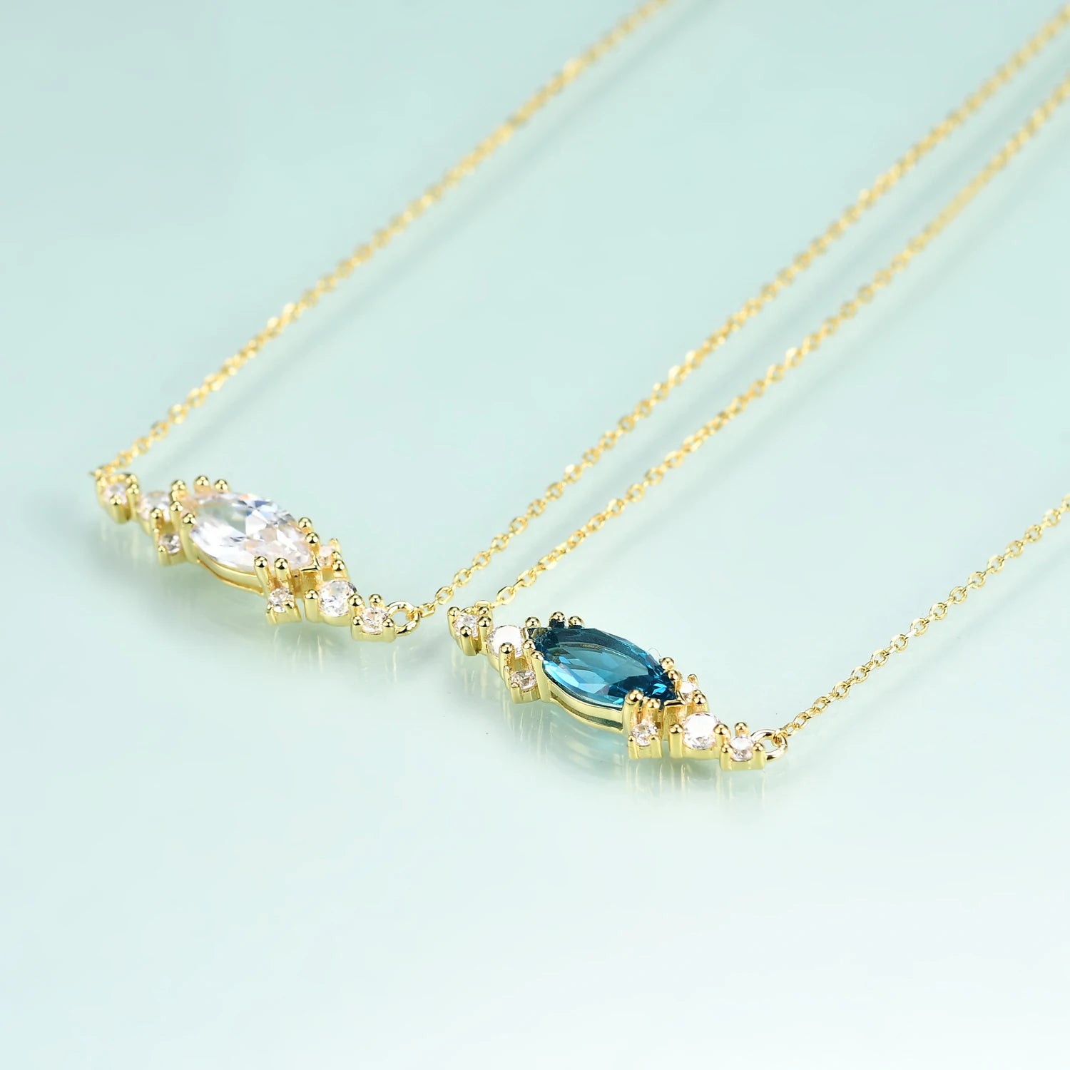 OL1025 Abiding Custom Gold Vermeil Jewellery Marquise Stone Pendant Necklace Gold Plated China New Trend Silver Jewelry