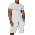 Custom Logo Men's Summer Sportswear Set Casual Knitted Shirt and Shorts for Running Solid Pattern