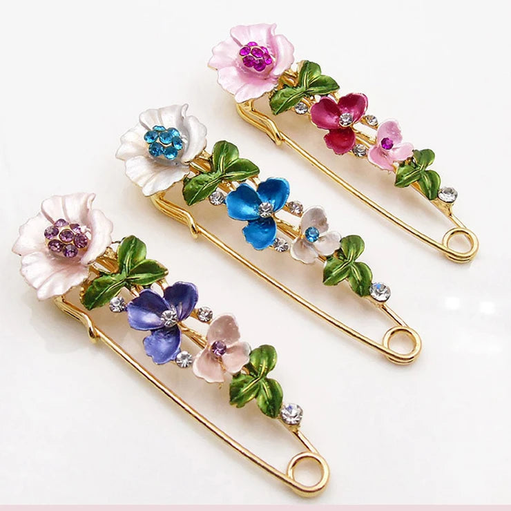 Luxury Women Rhinestone Brooch Pins Flower Brooch for Women Cloth Decoration