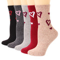 OEM Wholesale Winter Soft Heart Jacquard Socks Customizable Ladies Casual Comfy Wool Custom Socks Crew Women