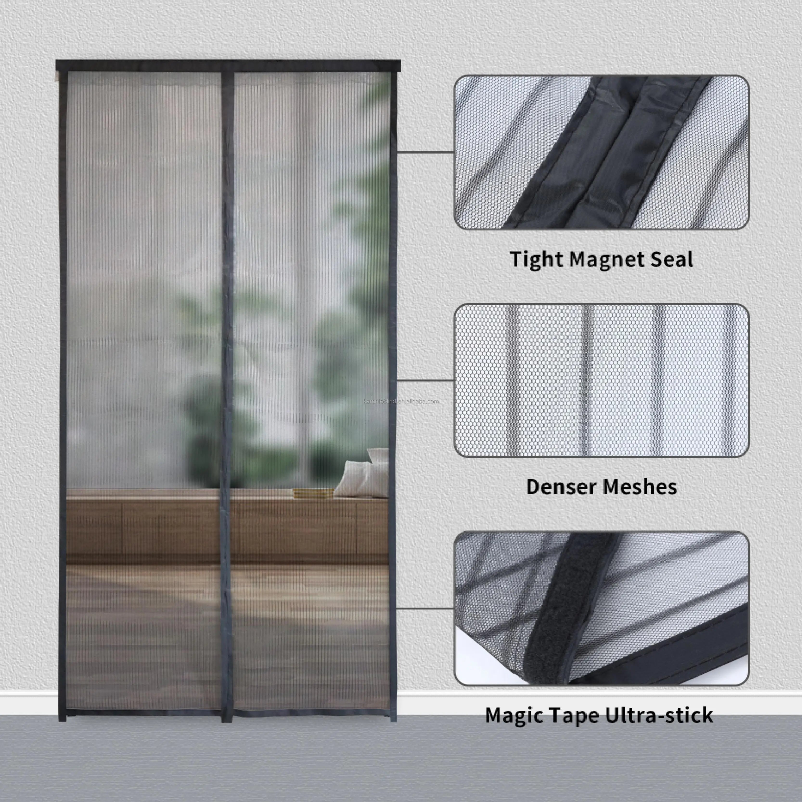 Summer Home Use Magnetic Door Curtain Breathable and Anti-Mosquito Curtain Self-Adhesive Automatic Close for Home