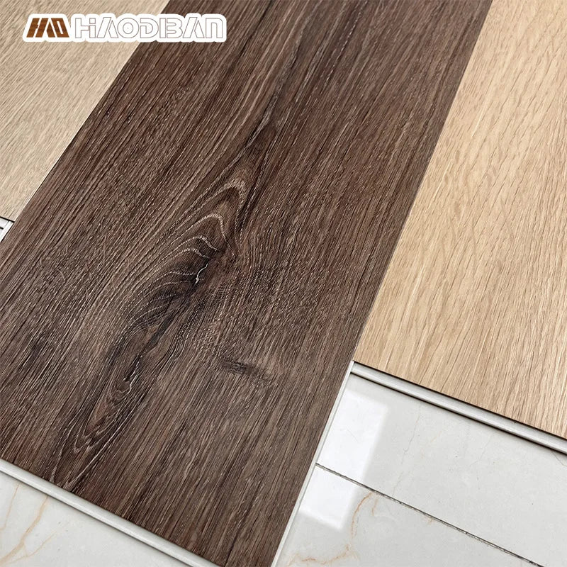 Custom Fireproof Scratch-resistant UV Coated Stone Plastic Composite Plank Realistic Wood Embossed Texture SPC Flooring