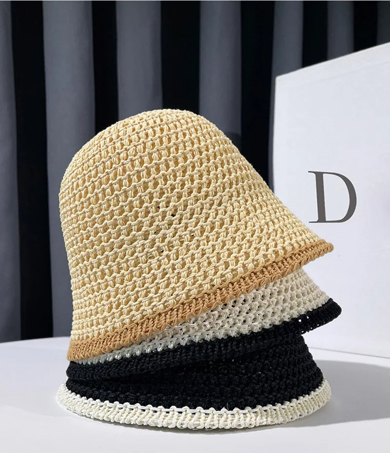 Girls Wide Brim Floppy Summer Hats for Women Beach Panama Straw Dome Weave Bucket Hat Shade Hat Women