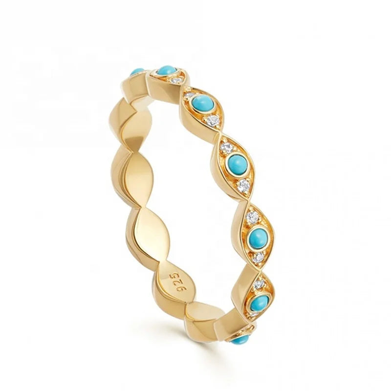 Wholesale Turquoise Jewelry for Fashionable Women 925 Sterling Silver Stacking Ring