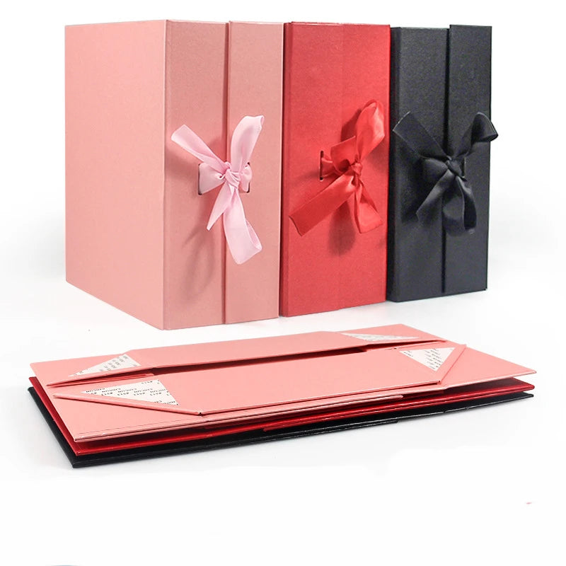 Pink Large Cardboard Gift Box Lid Bridesmaid Proposal Collapsible Design Magnetic Closure Embossing Option Recyclable Packaging