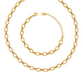 Trendy 18K Gold Plated Stainless Steel Geometric Chain Bracelet Necklace Waterproof Fashion Jewelry