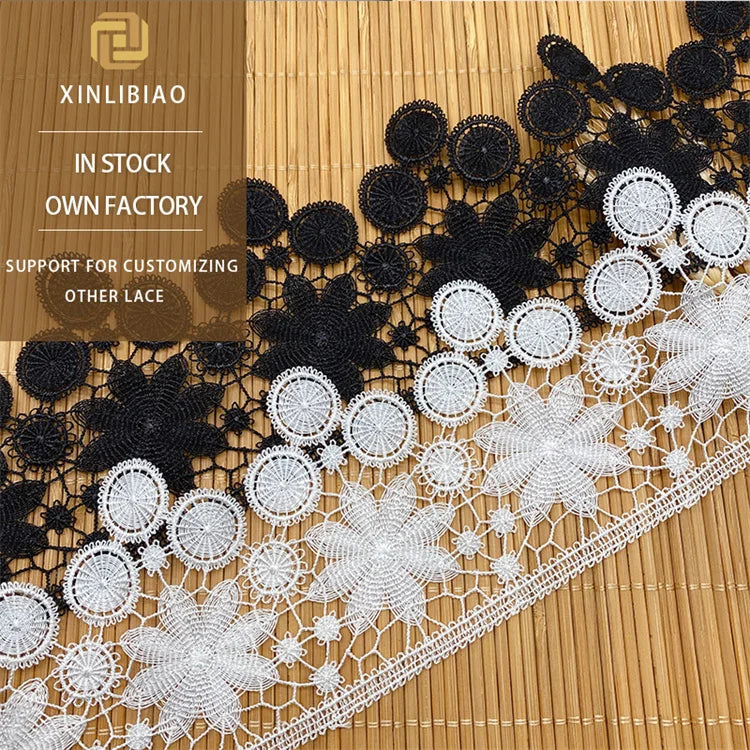 Flower Water Embroidery Lace for Clothing Accessories Polyester Barcode Skirt in Stock for Wedding for Shoes and Bags